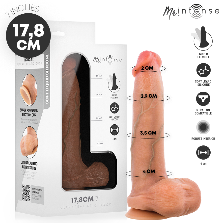MR INTENSE – BRUCE S SILICONE DILDO WITH TESTICLES 17.8 CM -Ø- 4 CM