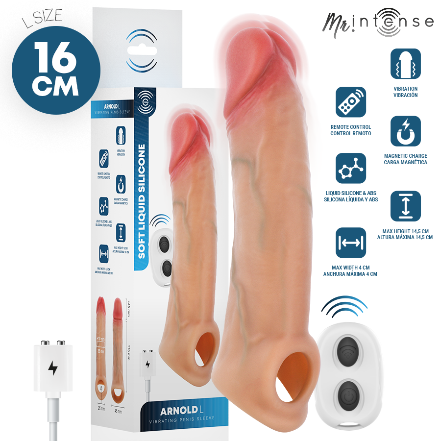 MR INTENSE – ARNOLD L ULTRA-REALISTIC VIBRATING PENIS SLEEVE REMOTE CONTROL 16 CM -Ø- 4.5 CM