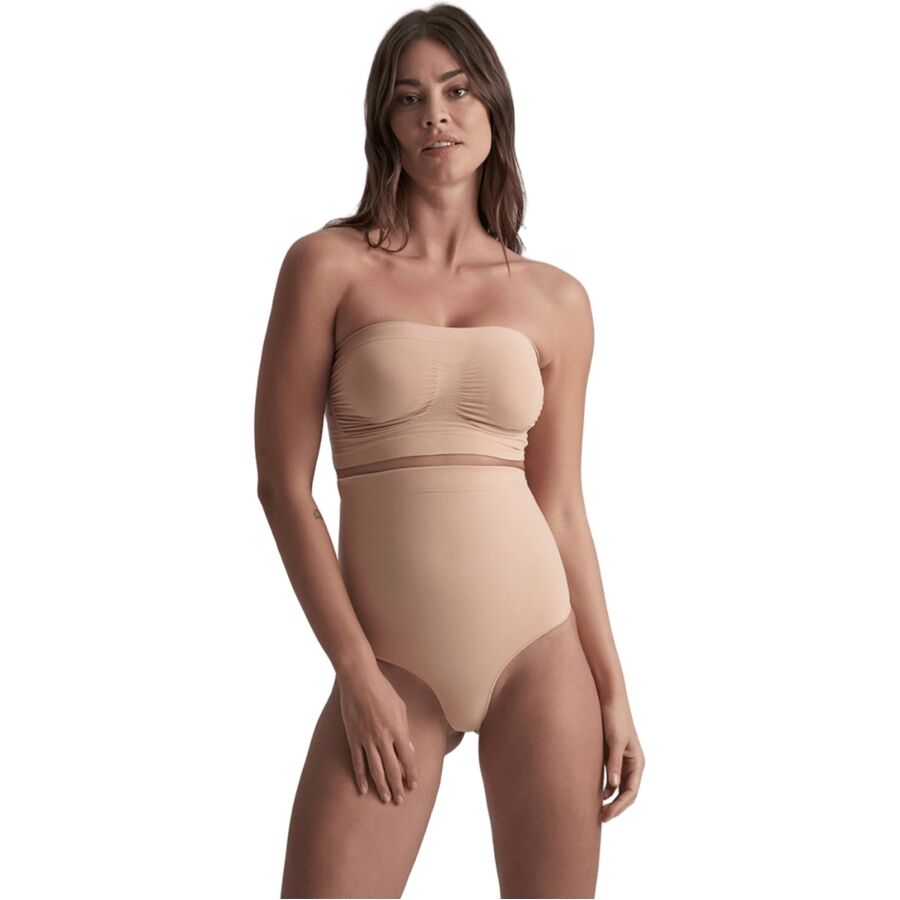 BYE-BRA – SOFT TOUCH SEAMLESS HIGH WAIST THONG BEIGE SIZE S