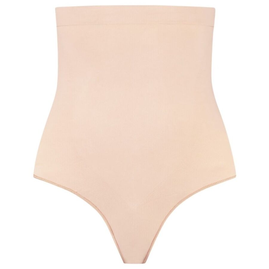 BYE-BRA – SOFT TOUCH SEAMLESS HIGH WAIST THONG BEIGE SIZE S