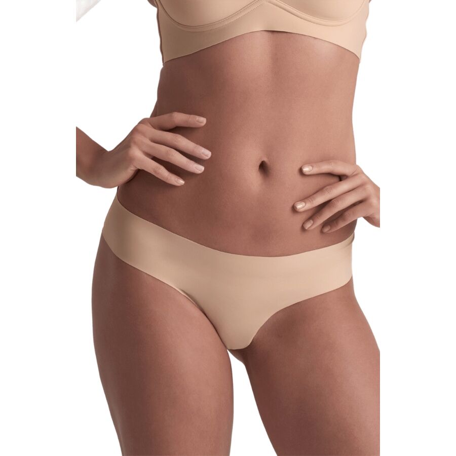BYE-BRA – INVISIBLE THONG 2 PACK BEIGE  BLACK SIZE S