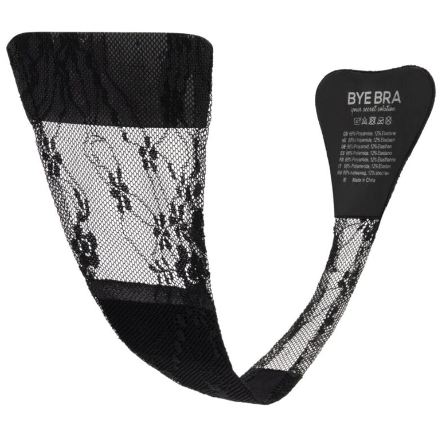 BYE-BRA – TANGA ADHESIVO ENCAJE NEGRO TALLA ÚNICA