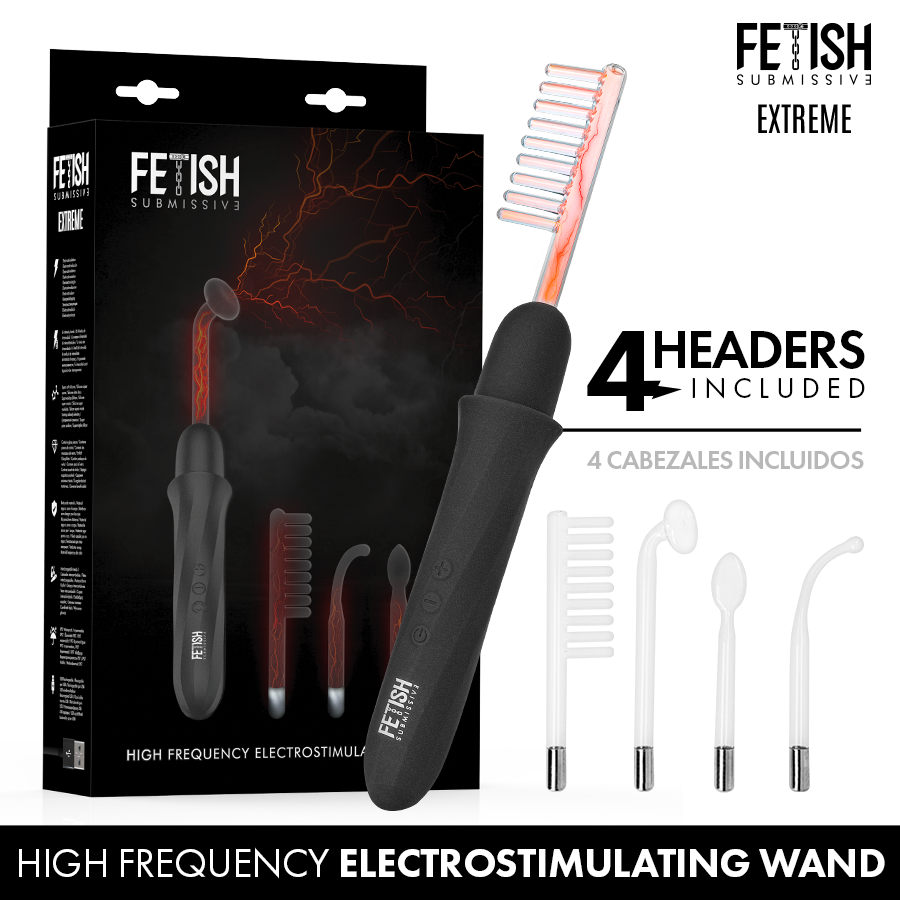 FETISH SUBMISSIVE – VIBRADOR WAND ELECTROESTIMULACIÓN ALTA FRECUENCIA