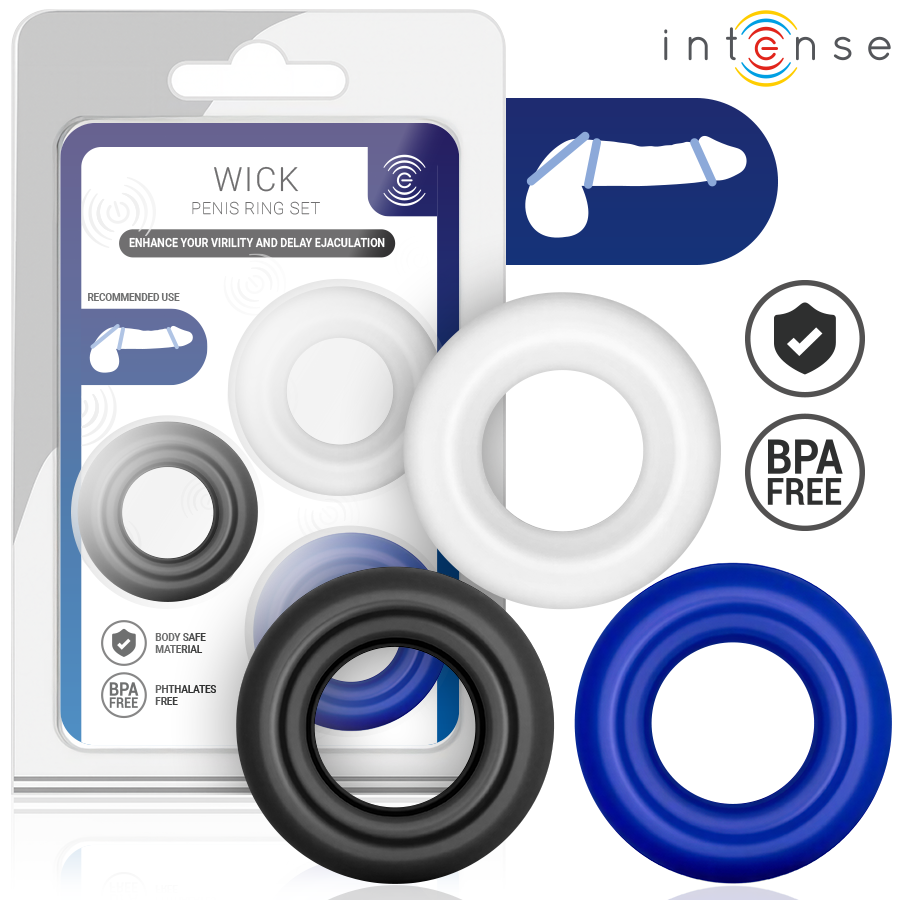 INTENSE – WICK SET OF 3 PENIS RINGS VARIOUS COLORS