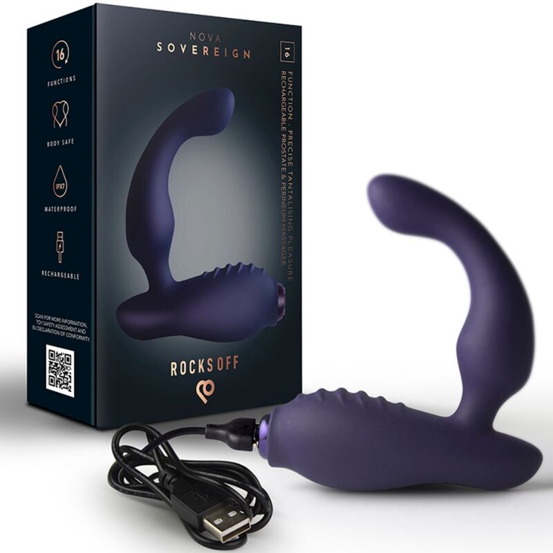 ROCKS-OFF – NOVA SOVEREIGN RECHARGEABLE PROSTATE  PERINEUM MASSAGER 16 FUNCTION BLUE