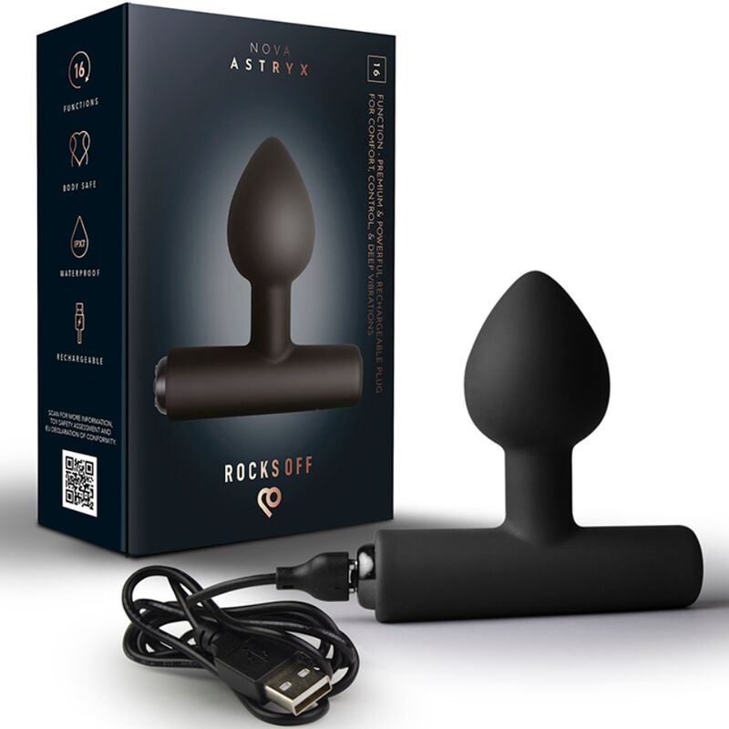 ROCKS-OFF – NOVA ASTRYX RECHARGEABLE PREMIUM  POWERFUL ANAL PLUG 16 FUNCTION BLACK