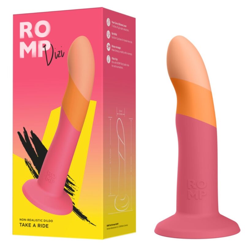 ROMP – DIZI SILICONE DILDO WITH SUCTION CUP TRICOLOR 18 CM