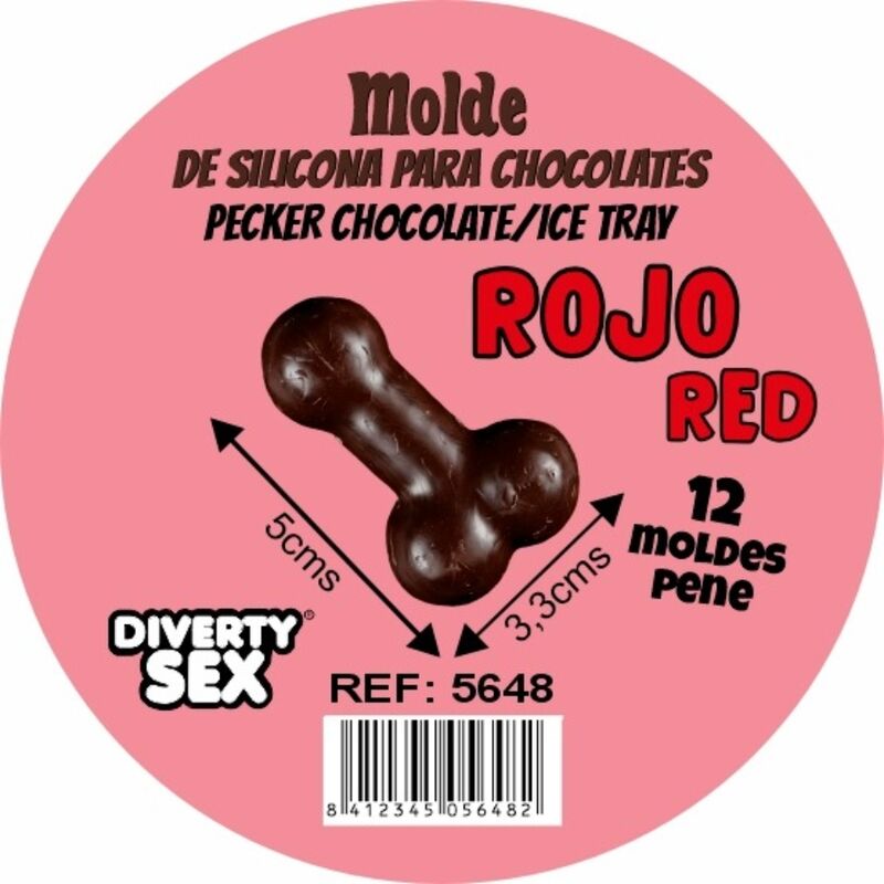 DIABLO PICANTE – CHOCOLATE MOLD WITH 12 SILICONE PENISES FOR HANGING RED