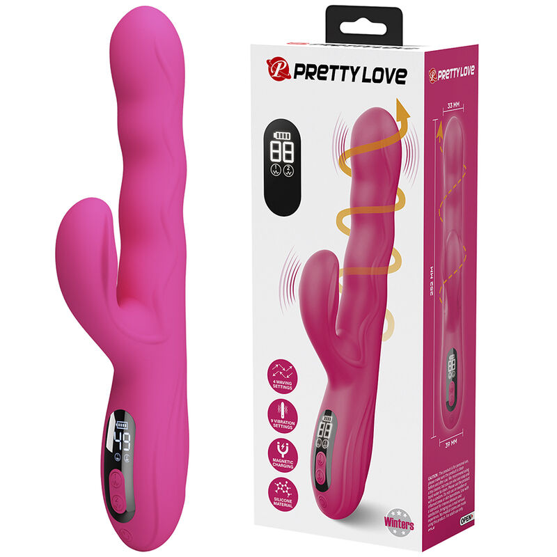 PRETTY LOVE – WINTERS MULTIFUNCTION RABBIT VIBRATOR WITH LED DISPLAY PINK