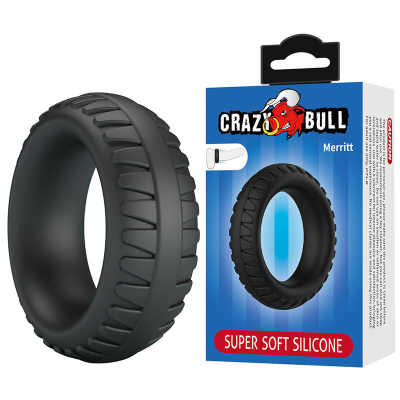 CRAZY BULL – MERRITT TEXTURED SILICONE COCK RING BLACK