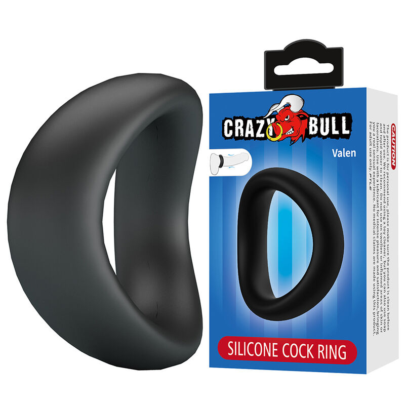 CRAZY BULL – VALEN ERGONOMIC SILICONE COCK RING BLACK