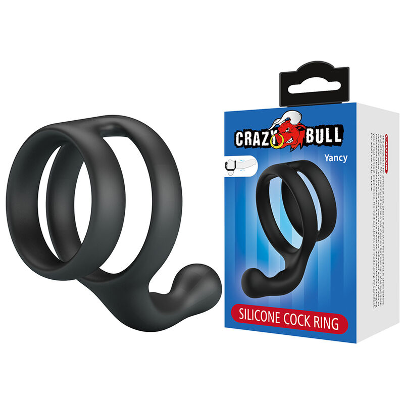 CRAZY BULL – YANCY DOUBLE COCK AND BALL RING BLACK