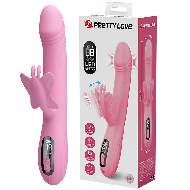 PRETTY LOVE – BELLA RABBIT VIBRATOR WITH BUTTERFLY STIMULATION AND LED PINK