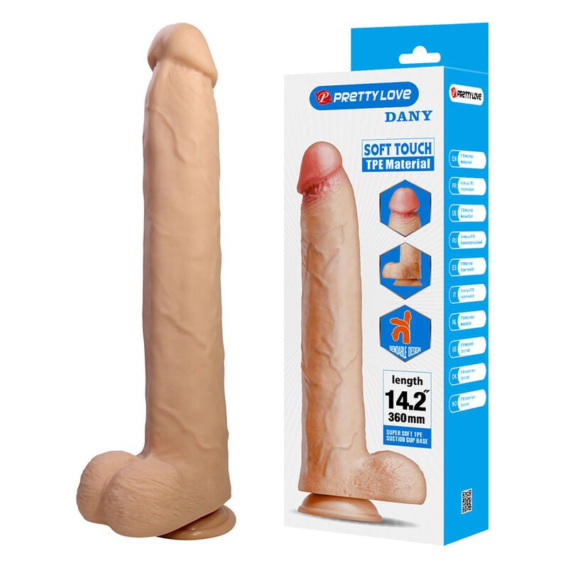 PRETTY LOVE – DANY FLEXIBLE REALISTIC DILDO WITH SUCTION CUP 36 CM -Ø- 5.6 CM