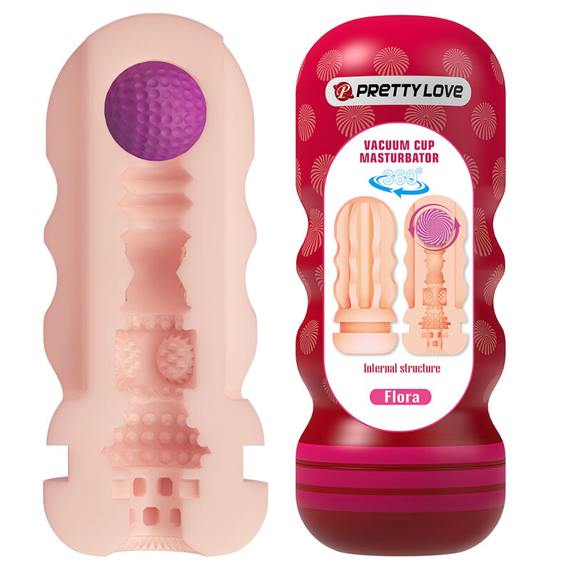 PRETTY LOVE – FLORA VAGINA MASTURBATOR WITH SUCTION CUP AND INTERNAL TEXTURES