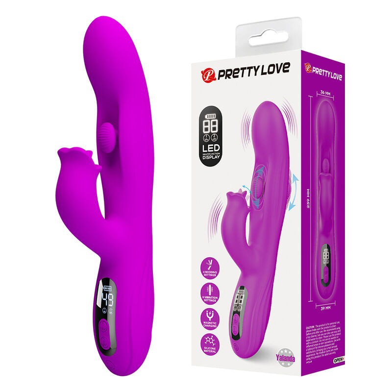 PRETTY LOVE – YALANDA RABBIT OSCILLATING VIBRATOR WITH LED DISPLAY PURPLE