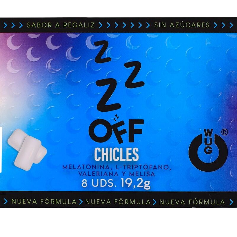 WUG OFF – FUNCTIONAL MELATONIN VALERIAN LIQUORICE FLAVOUR GUM BLISTER 8 PCS