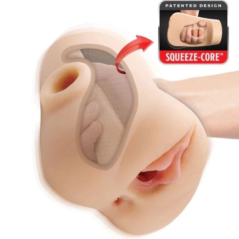 PDX PLUS – DOUBLE POUNDER VIBRATING SQUEEZE STROKER LIGHT 20.5 CM