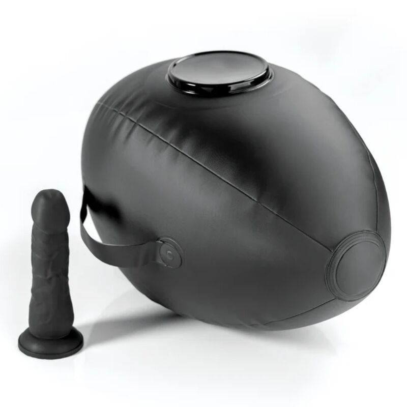 FETISH FANTASY SERIES – BODY DOCK INFLATABLE LOVE BALL WITH DILDO BLACK 41.9 CM