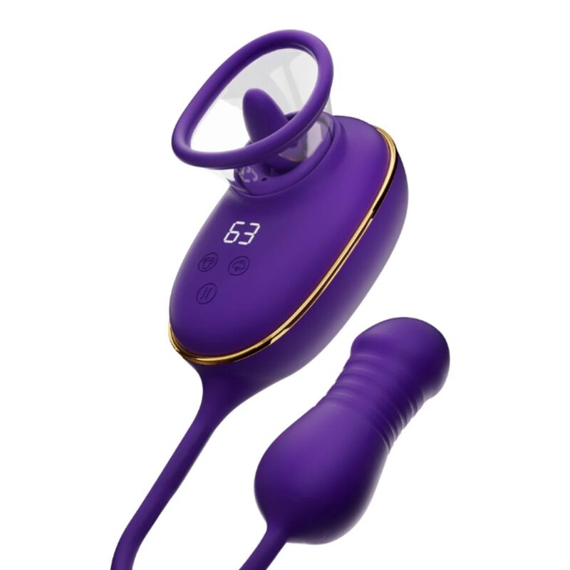 SHE.E.O – CLITORAL SUCTION TOOL WITH LICKING EFFECT AND PURPLE ANAL STIMULATOR