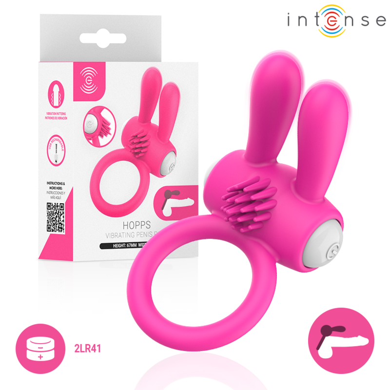 INTENSE – HOPPS VIBRATING PENIS RING WITH CLITORAL STIMULATION PINK