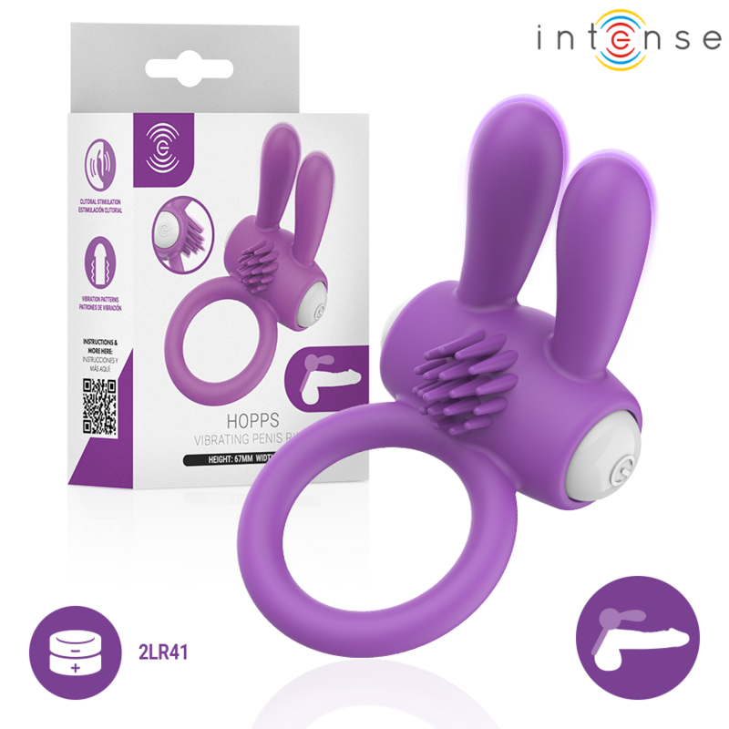 INTENSE – HOPPS VIBRATING PENIS RING WITH CLITORAL STIMULATION PURPLE