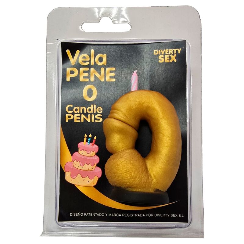 DIABLO PICANTE – PENIS CANDLE IN THE SHAPE OF THE NUMBER 0 GOLD COLOR