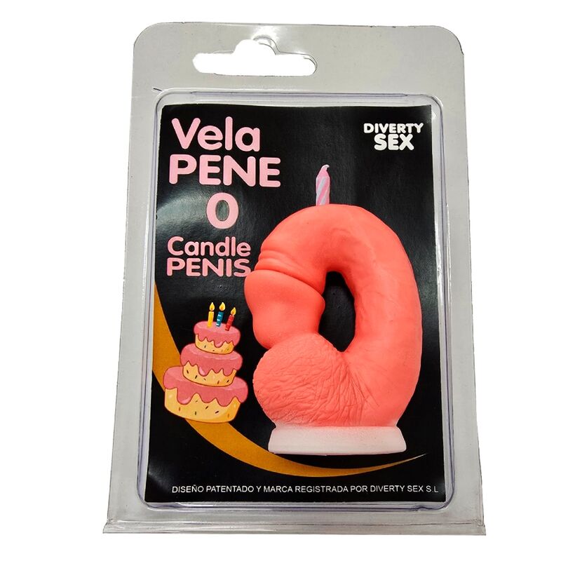 DIABLO PICANTE – PENIS CANDLE IN THE SHAPE OF THE NUMBER 0 PINK COLOR
