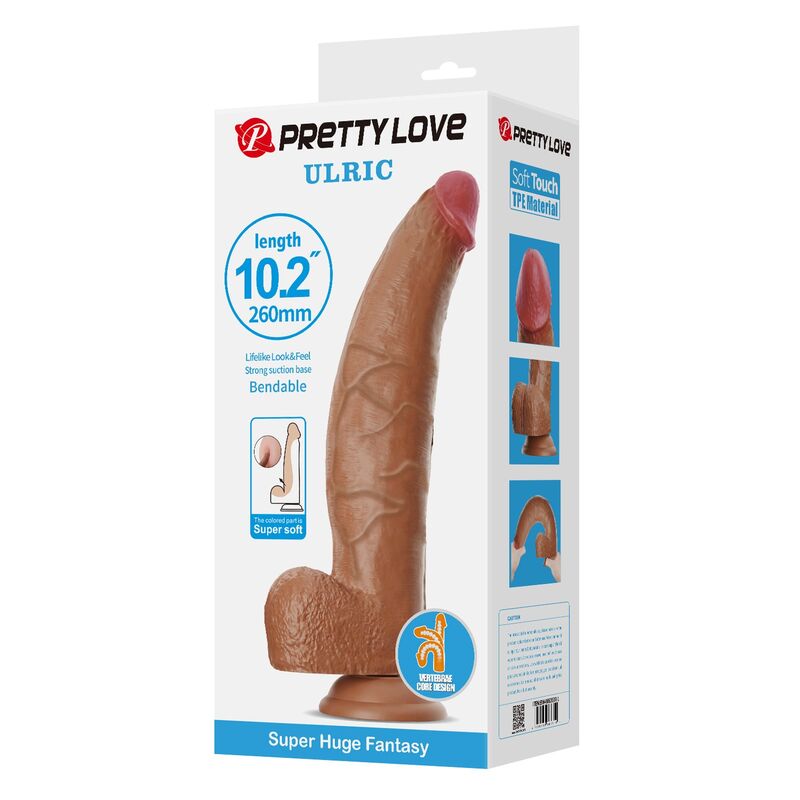 PRETTY LOVE – ULRIC REALISTIC FLEXIBLE DILDO 26 CM Ø 5.5 CM TPE BROWN