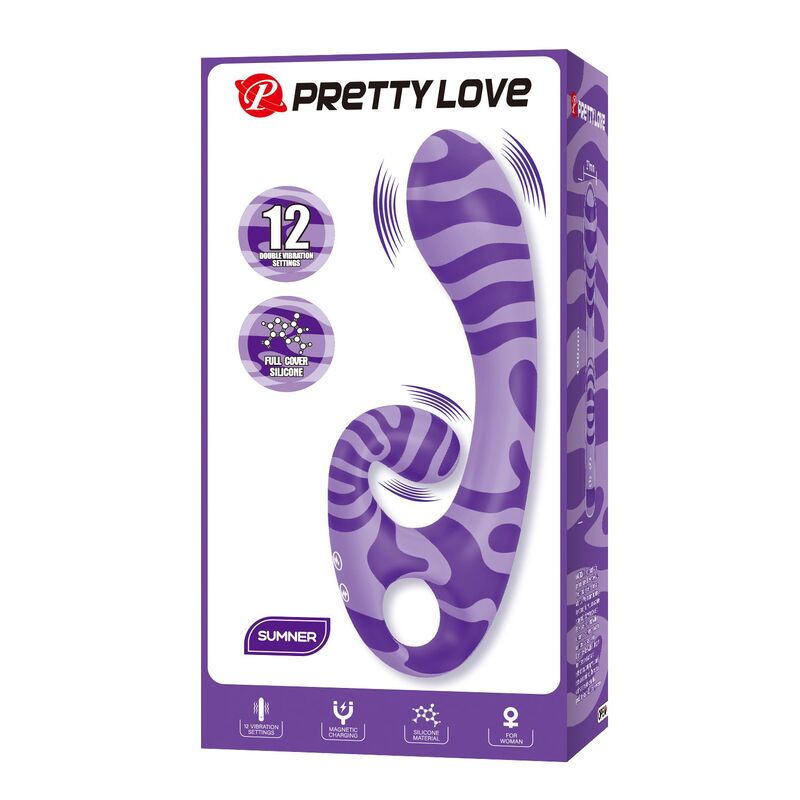 PRETTY LOVE – SUMMER DOUBLE-ENDED VIBRATOR WITH HANDLE 19 CM Ø 3.5 CM PURPLE