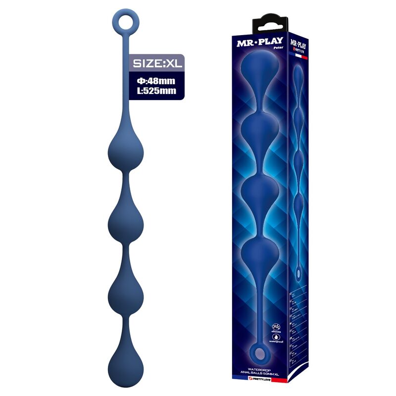 MR PLAY – BLUE SILICONE ANAL BEADS SIZE XL 52.5 CM