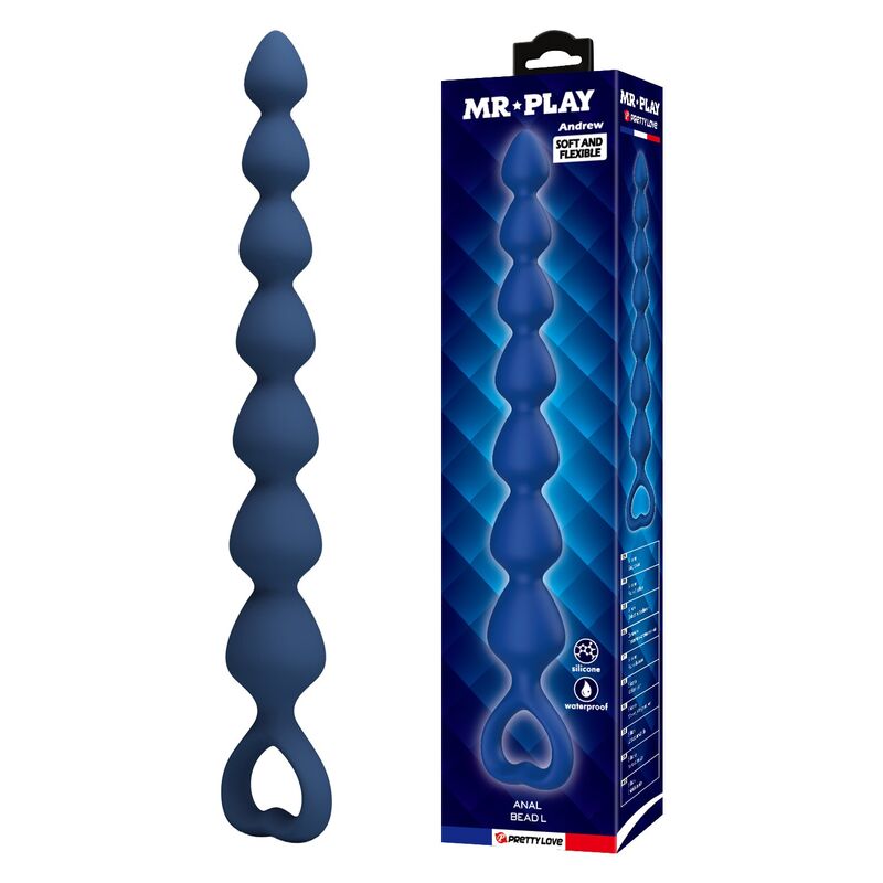 MR PLAY – BLUE SILICONE ANAL BEADS ANAL PLUG 26.7 CM