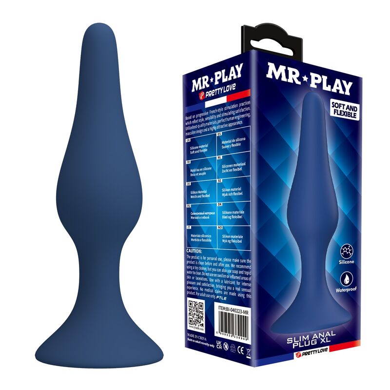 MR PLAY – TAPERED SILICONE ANAL PLUG BLUE XL