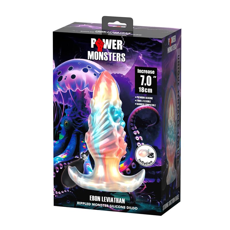 POWER MONSTERS – EBON LEVIATHAN TRICOLOR INFLATABLE FANTASY ANAL PLUG 18 CM