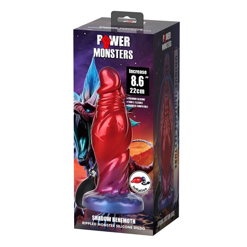 POWER MONSTERS – SHADOW BEHEMOTH BICOLOR INFLATABLE FANTASY SILICONE DILDO 22 CM Ø 5 CM