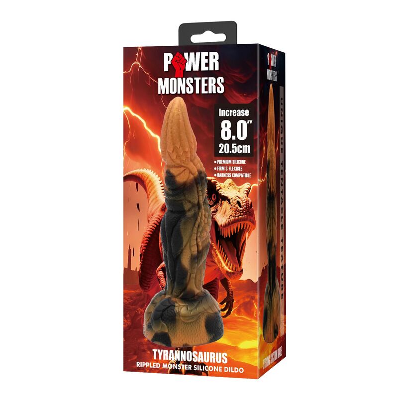POWER MONSTERS – TYRANNOSAURUS BICOLOR FANTASY SILICONE DILDO 20.5 CM Ø 5 CM