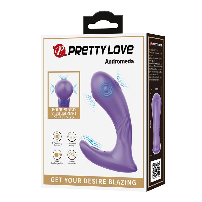 PRETTY LOVE – ANDROMEDA RECHARGEABLE DUAL STIMULATION VIBRATOR PURPLE