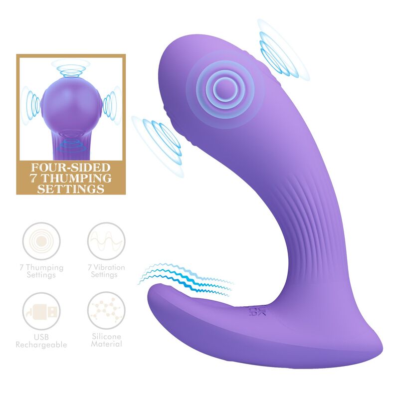PRETTY LOVE – ANDROMEDA RECHARGEABLE DUAL STIMULATION VIBRATOR PURPLE