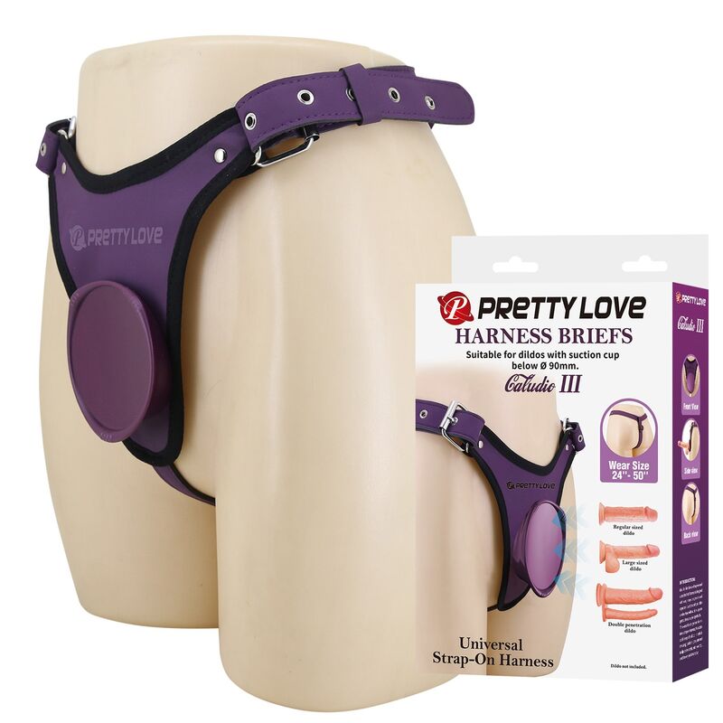 PRETTY LOVE – UNIVERSAL STRAP-ON HARNESS BRIEFS PURPLE AND BLACK