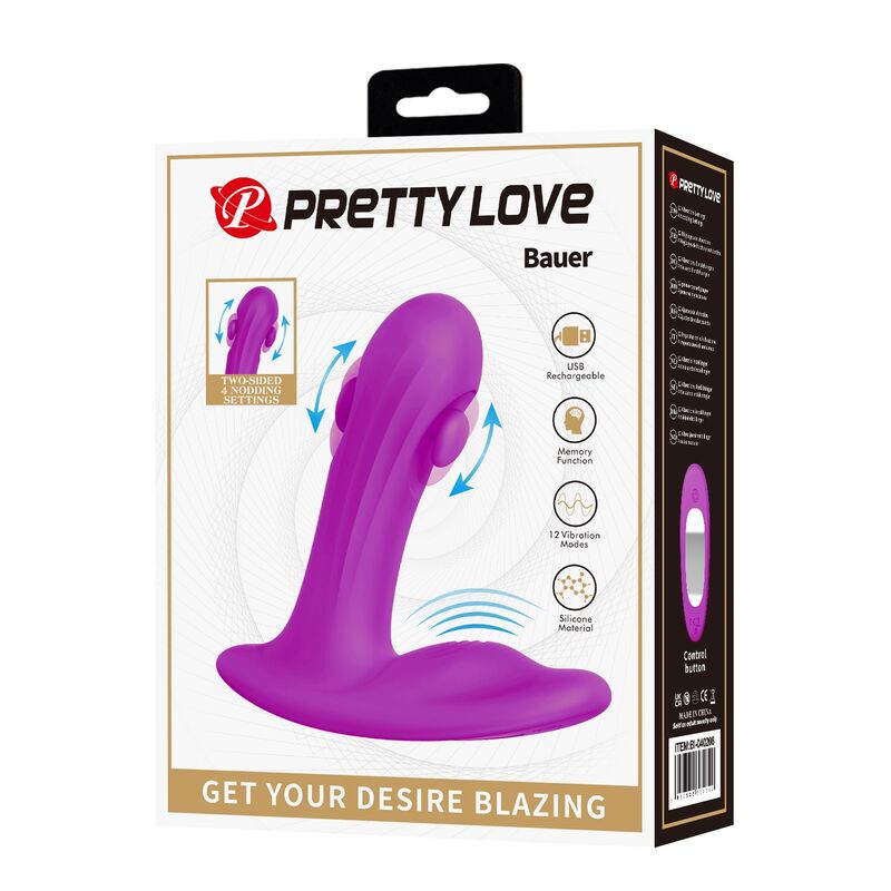PRETTY LOVE – BAUER RECHARGEABLE PROSTATE MASSAGER 12 MODES PURPLE