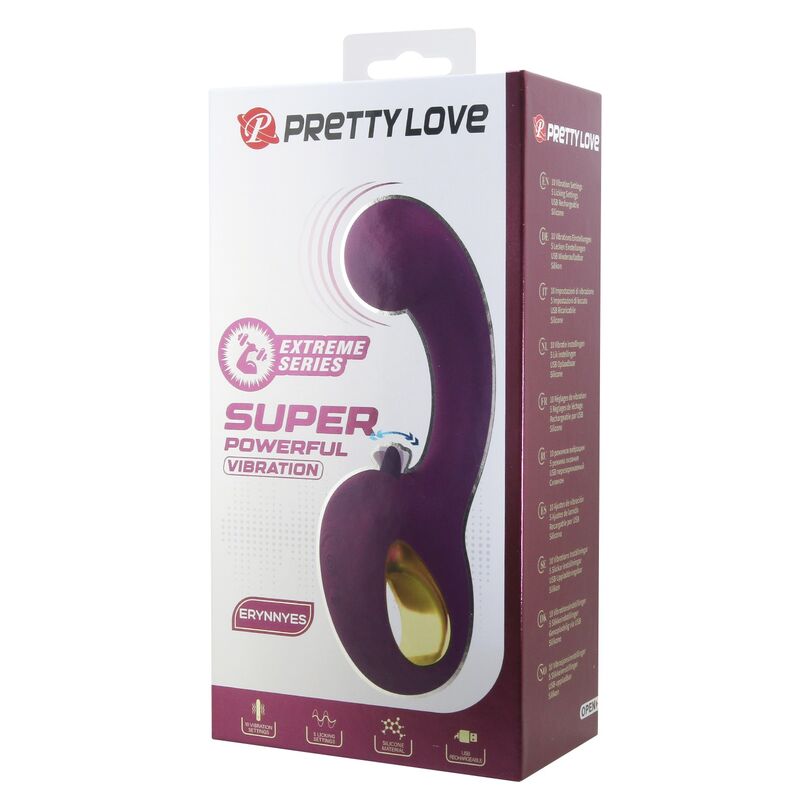 PRETTY LOVE – BRYNNLEE RECHARGEABLE VIBRATOR WITH ORAL STIMULATOR 10 VIBRATIONS 5 LICKING FUNCTIONS PURPLE