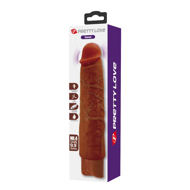 PRETTY LOVE – GAVIN REALISTIC VIBRATOR 25 CM Ø 5 CM BROWN