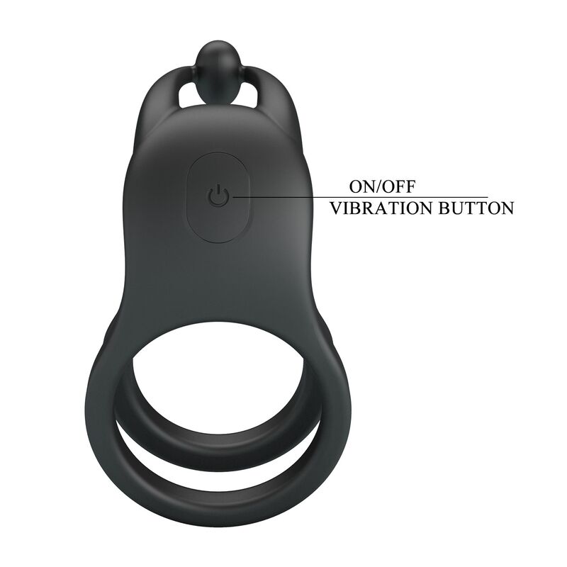PRETTY LOVE – GOODWIN RECHARGEABLE DOUBLE VIBRATING COCK RING BLACK