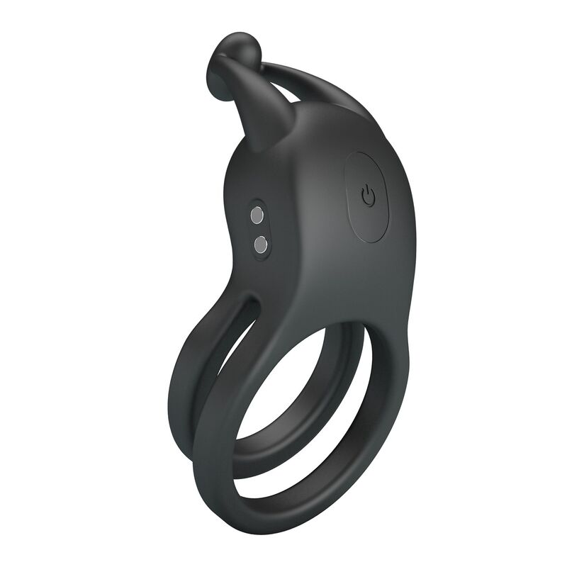 PRETTY LOVE – GOODWIN RECHARGEABLE DOUBLE VIBRATING COCK RING BLACK