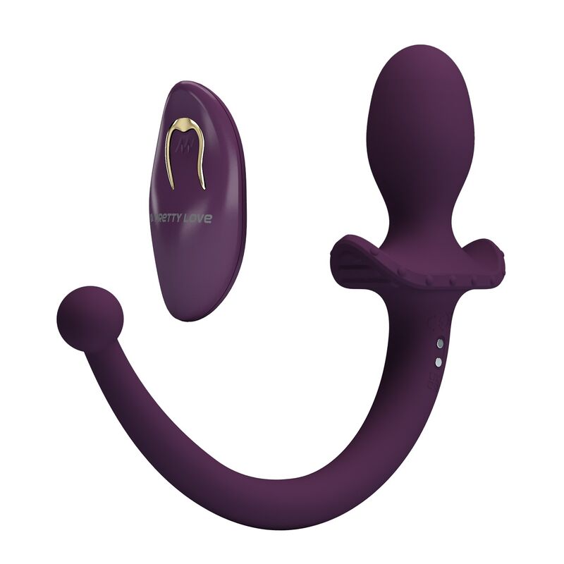 PRETTY LOVE – LIOEA VIBRATING ANAL PLUG WITH TAIL 12 FUNCTIONS PURPLE REMOTE CONTROL