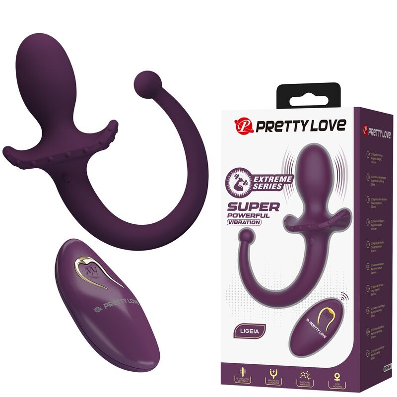 PRETTY LOVE – LIOEA VIBRATING ANAL PLUG WITH TAIL 12 FUNCTIONS PURPLE REMOTE CONTROL