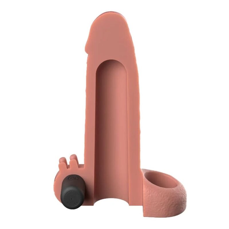 FANTASY X-TENSIONS – VIBRATING REAL FEEL 5CM PENIS EXTENSION SLEEVE BEIGE