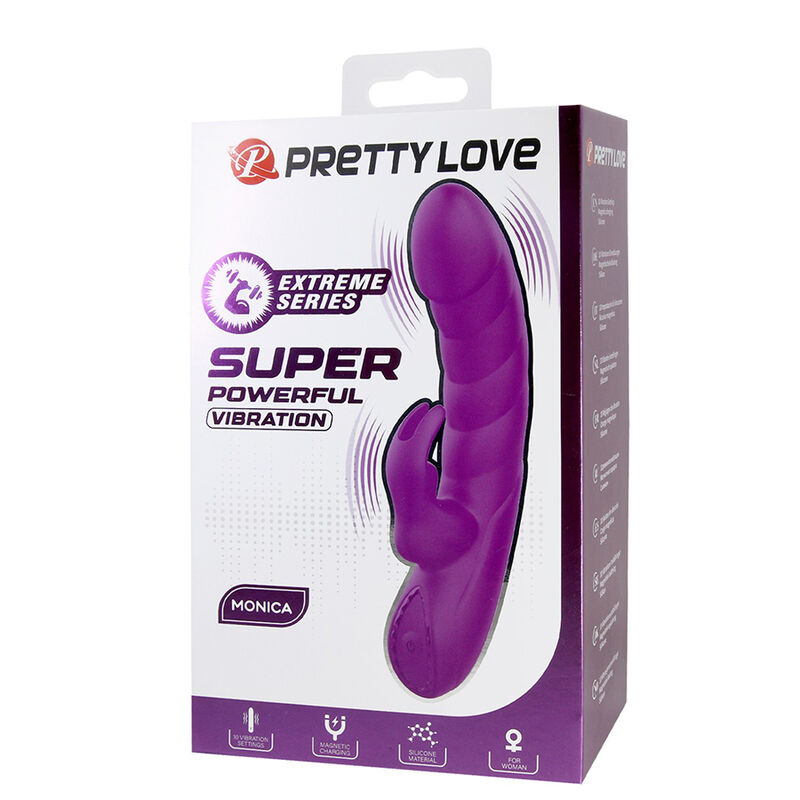 PRETTY LOVE – MONICA RECHARGEABLE DUAL STIMULATION G-SPOT AND CLITORAL VIBRATOR PURPLE