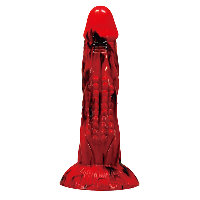 POWER MONSTERS – MINOTAUR FANTASY DILDO WITH SUCTION CUP 21 CM Ø 5 CM RED BLACK