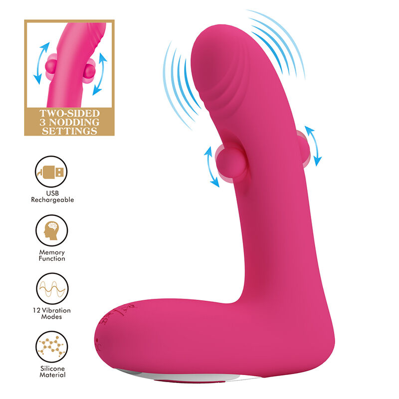 PRETTY LOVE – DUDEN RECHARGEABLE SILICONE VIBRATOR 12 VIBRATION MODES AND 3 ROCKING MODES PINK